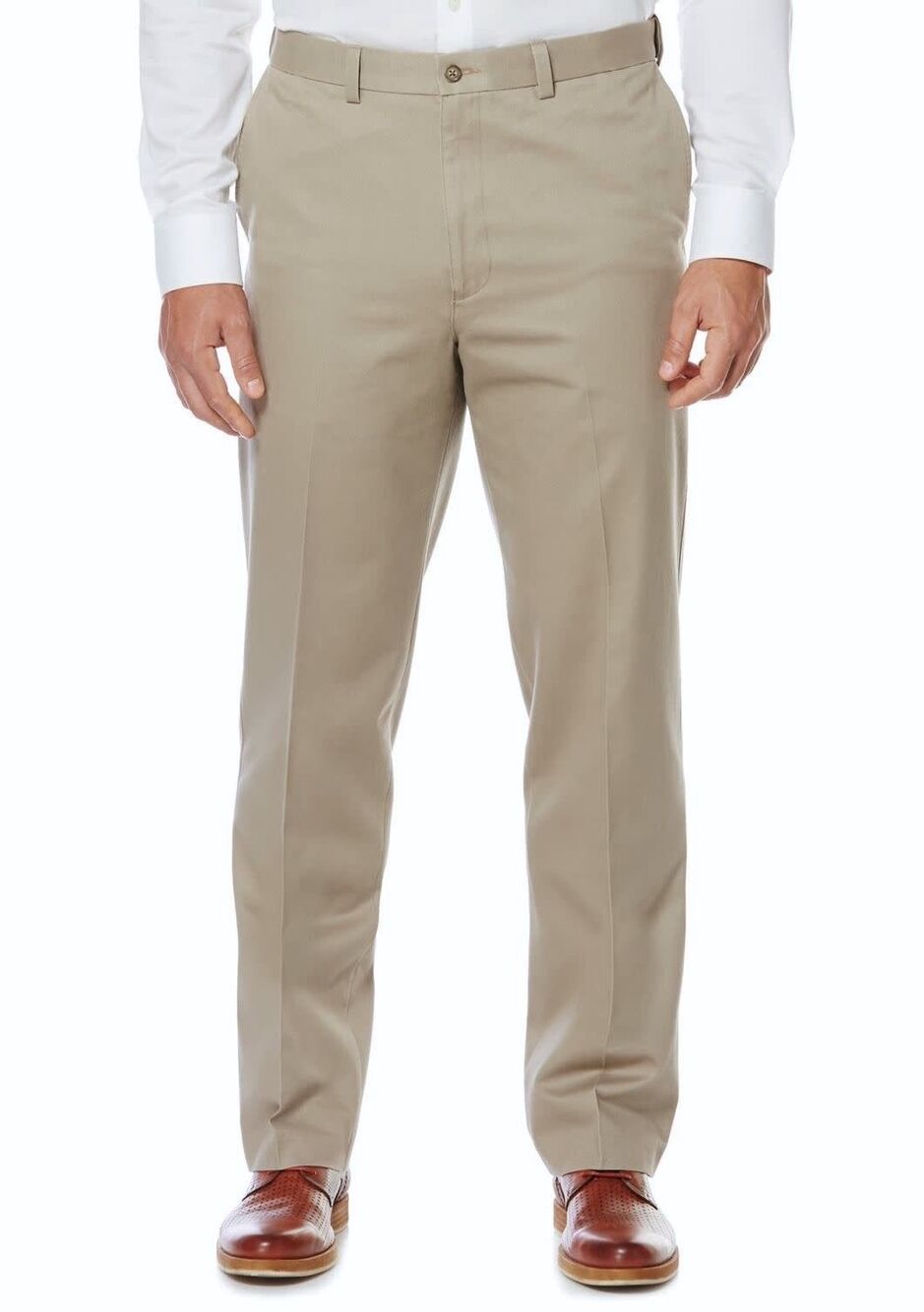NWT Savane Flat Front Ultimate Performance Chino Elastic Waist Khaki Men 40x30